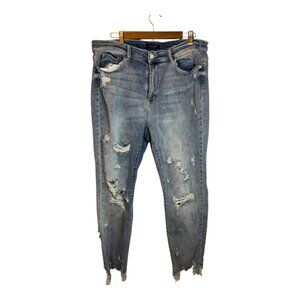 Judy‎ Blue Jeans Women's Size 18W Distressed Boyfriend Fit Speckled High Rise